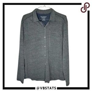 Tommy Bahama Island Zone Heather Gunmetal Gray LS Shirt in Size XL